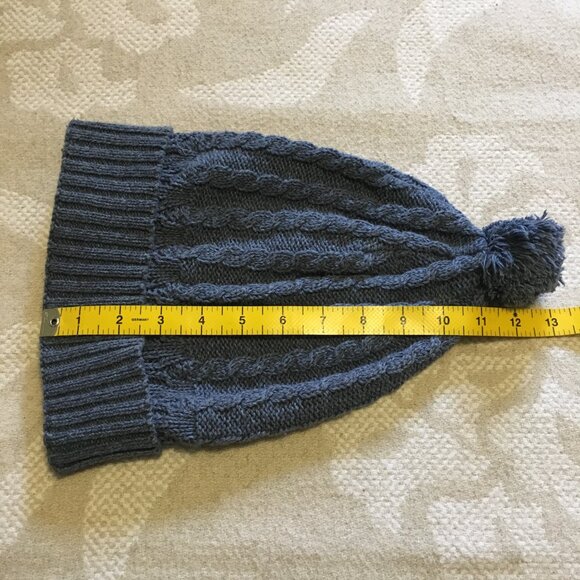 Pale Blue Cotton Blend Knit Parkhurst Canadian Made Pom Beanie - Picture 6 of 7